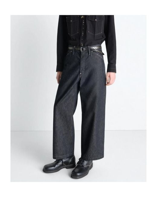 Lemaire Blue Logo Patch Tapered-Leg Jeans for men