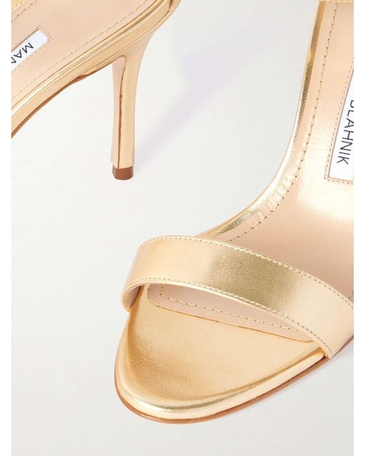 Manolo Blahnik Metallic Open-Toe High-Heeled Sandals