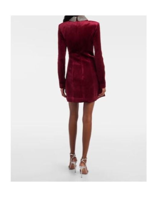 Rebecca Vallance Red Edwiena Embellished Velvet Minidress