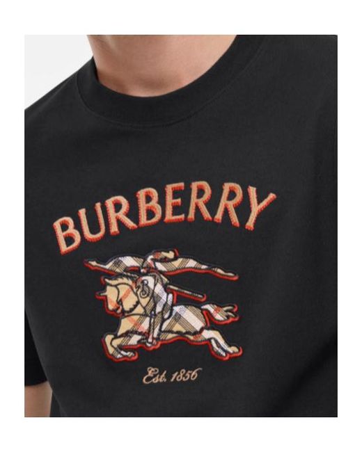 Burberry Black Knight Check Cotton T-Shirt for men