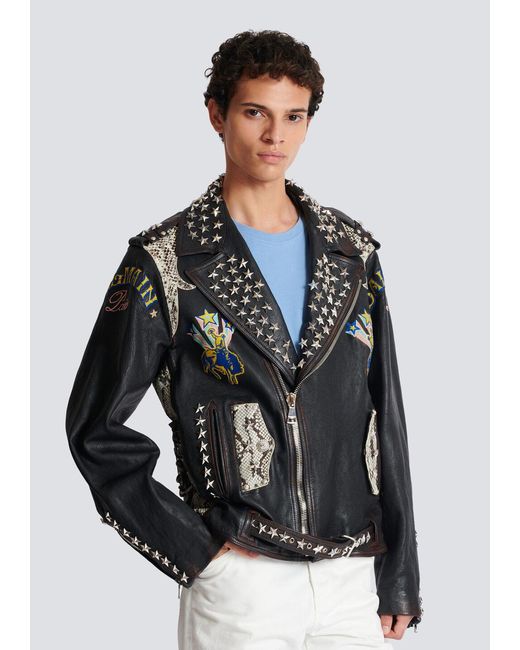 Balmain Black Biker Jacket for men