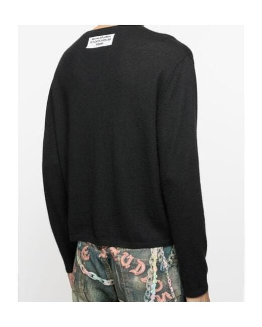 Acne Blue Logo Patch Crewneck Jumper for men