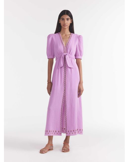 Saloni Purple V-Neck Dress