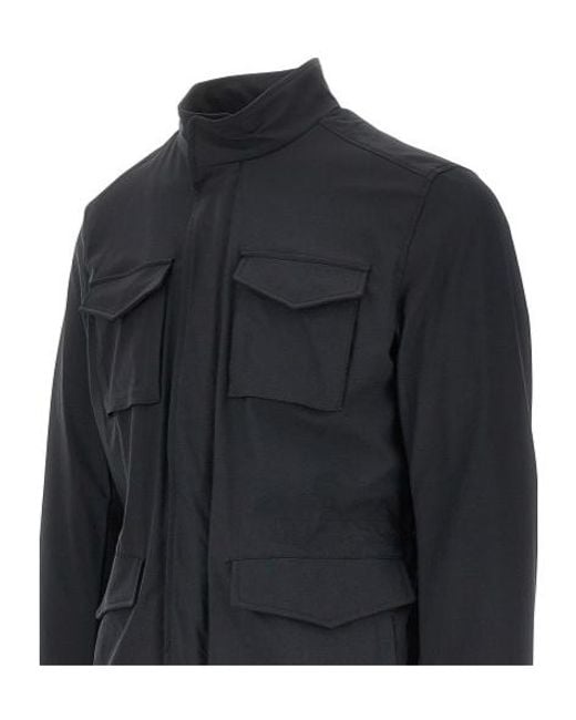Herno Blue High-Collar Field Jacket for men