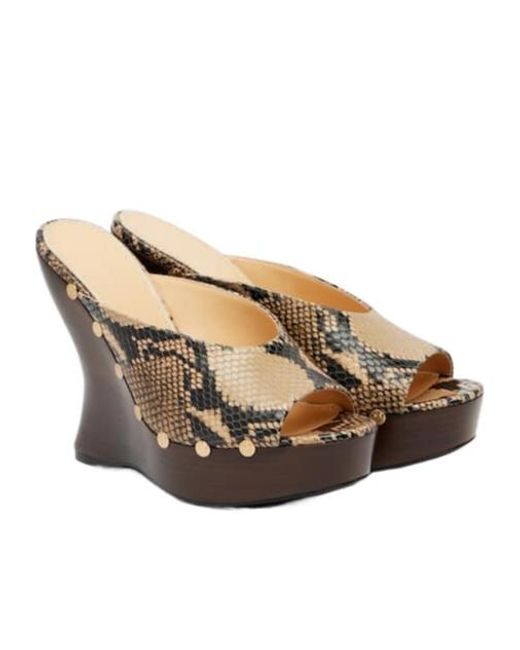 Magda Butrym Natural Snake-Effect Leather Wedge Mules