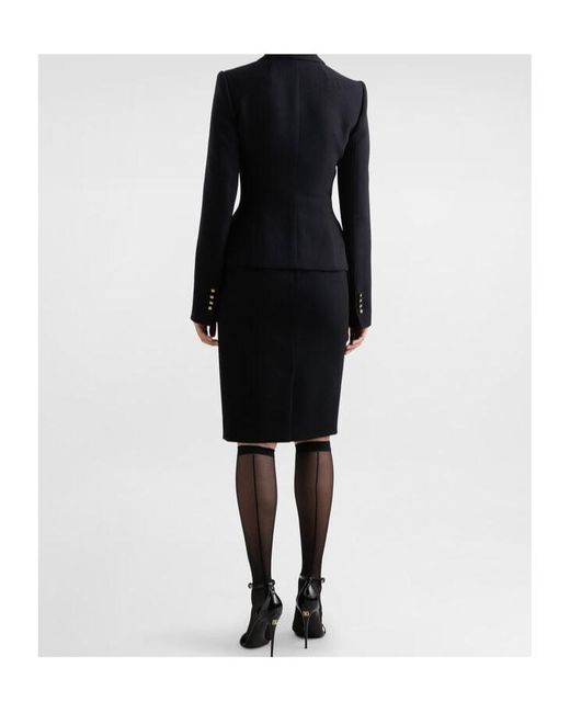 Dolce & Gabbana Black Dg Logo Plaque Midi Pencil Skirt