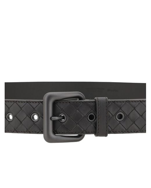 Bottega Veneta White Intrecciato Buckle Belt for men