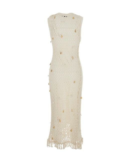 Jonathan Simkhai White Coralia Knit Charmed Embellished Knitted Dress
