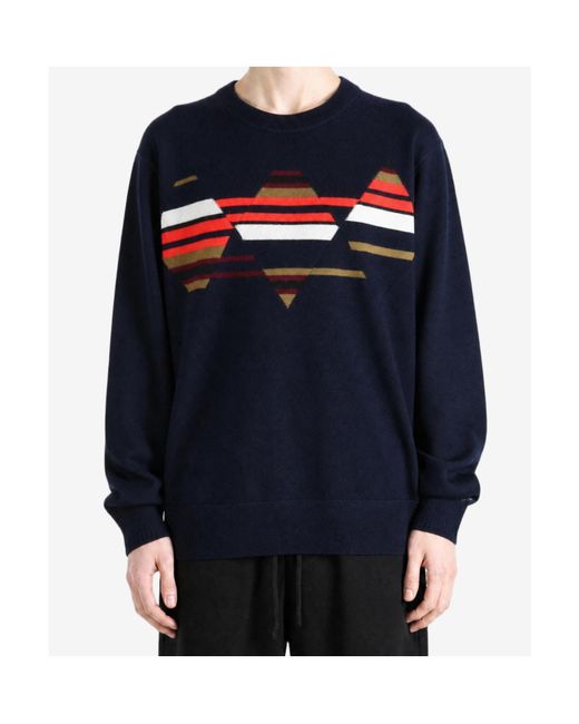 Dries Van Noten Blue Long-Sleeve Crew-Neck Sweater for men