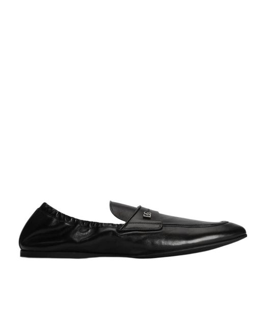 Dolce & Gabbana Black Logo Plaque Slippers for men