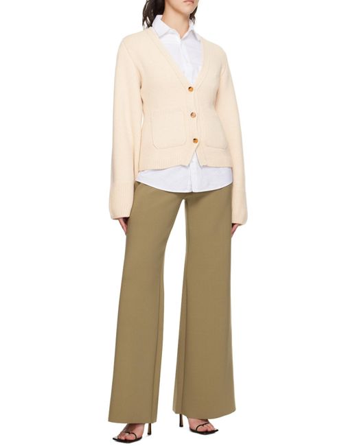 Khaite Natural Scarlet Buttoned V-Neck Cardigan
