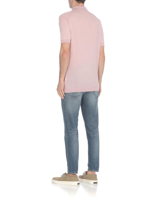 John Smedley Pink Short-Sleeved Polo Shirt for men