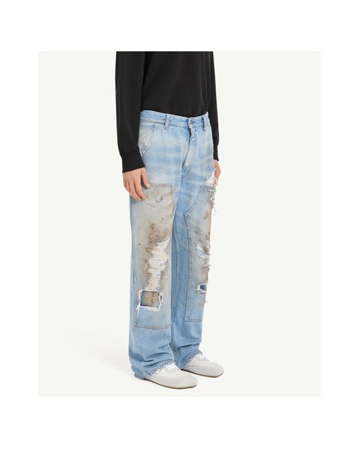 MM6 by Maison Margiela Blue Distressed Straight-Leg Jeans for men