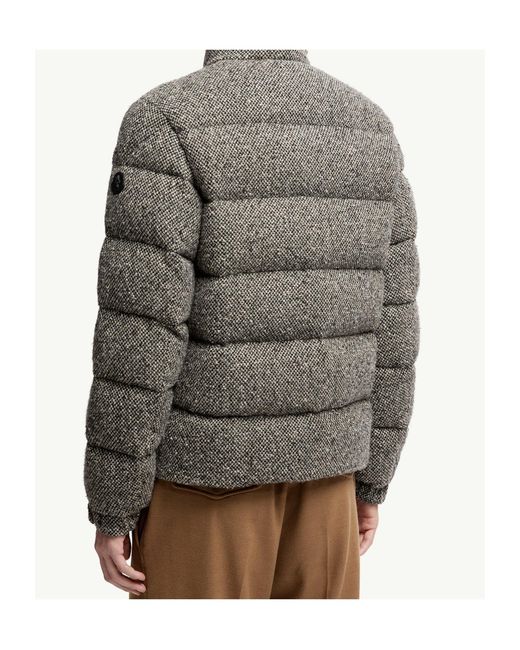 Moncler Gray Agde Wool Blend Short Down Jacket for men