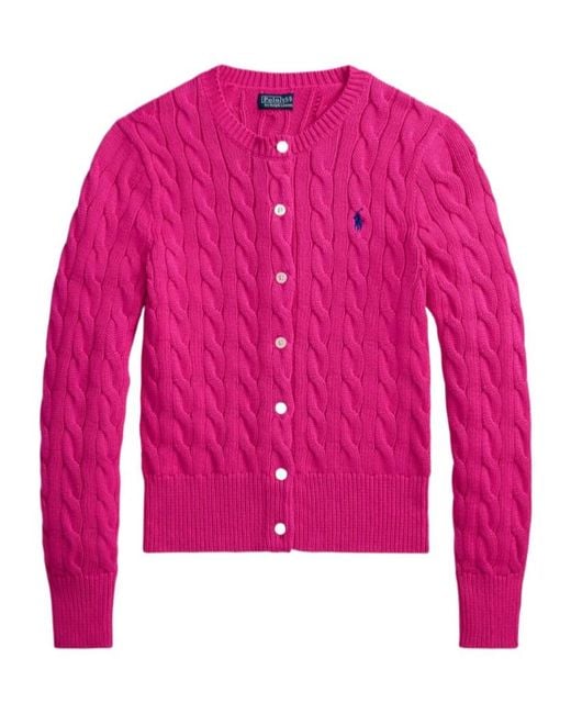 Ralph Lauren Pink Accent Cable-Knit Cardigan