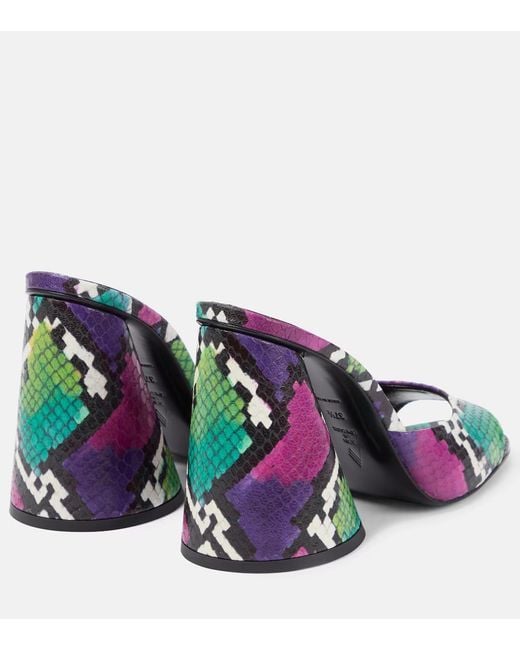 The Attico Green Luz Snakeskin High-Heeled Sandals