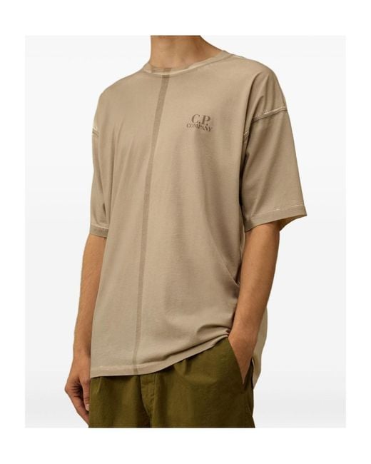 C P Company Natural Central-Seam Cotton T-Shirt for men