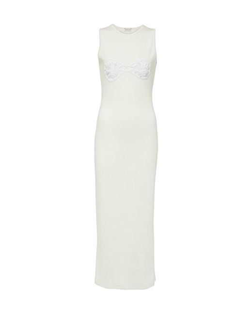 Magda Butrym White Crochet-Trimmed Cotton Midi Dress