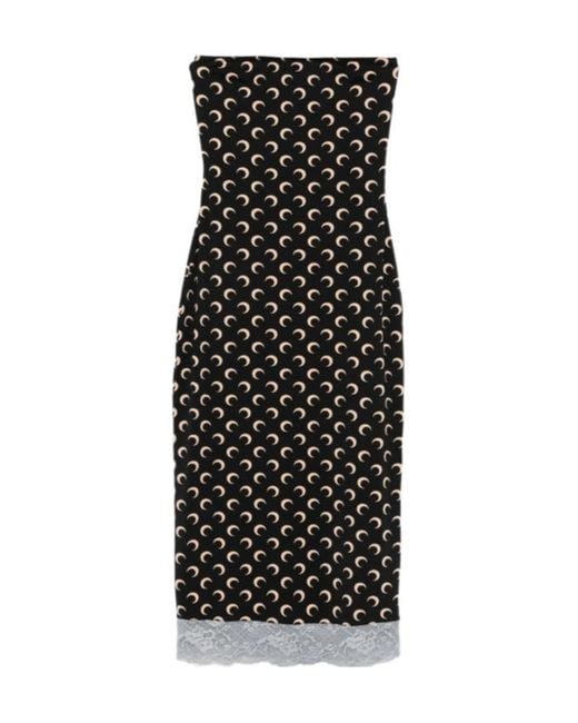 MARINE SERRE Black Moon-Print Midi Dress