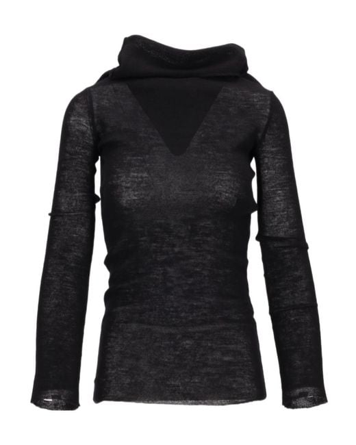 Ann Demeulemeester Black Tizziana Knitted Long Sleeve Top