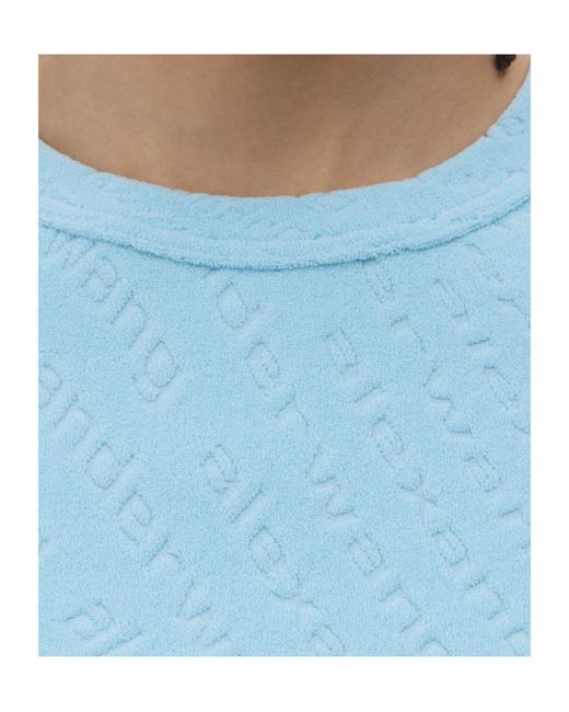 Alexander Wang Blue Logo Jacquard Crewneck Knit Top