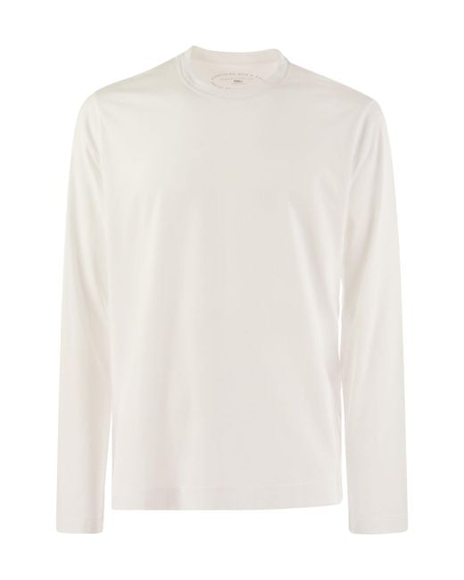 Fedeli White Giza Cotton Crew Neck T-Shirt for men