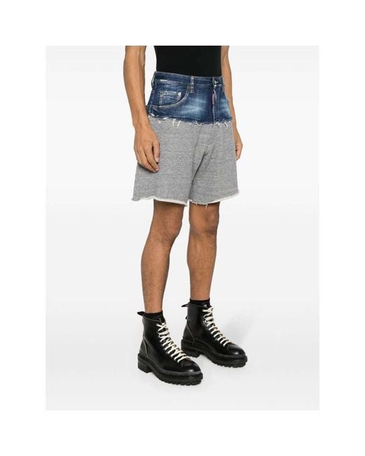 DSquared² Blue Distressed Relax Shorts for men