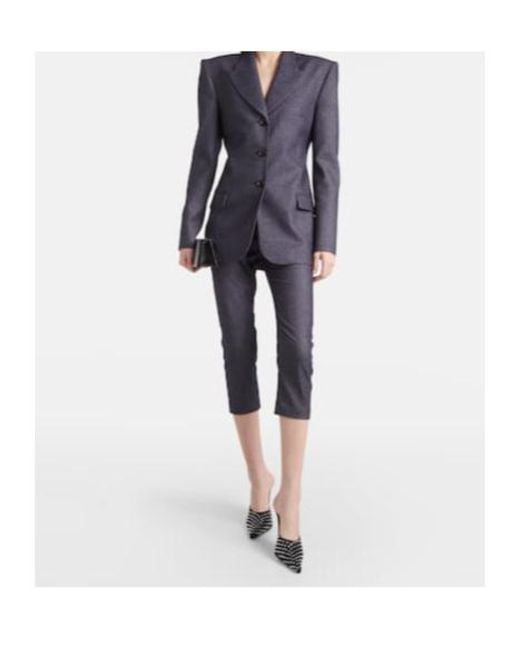 Magda Butrym Gray High-Rise Wool And Cotton Cropped Pants