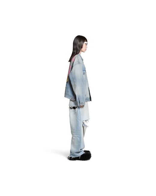 Balenciaga Blue Graphic Printed Denim Jacket