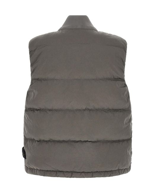 Stone Island Gray Zipped Quilted Vest for men