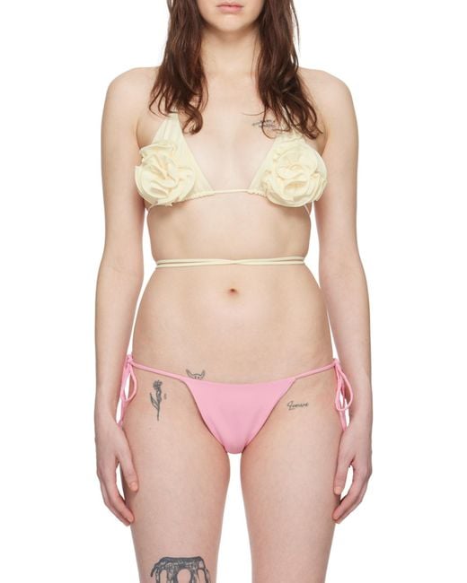 Magda Butrym White Floral Strappy Triangle Bikini Top