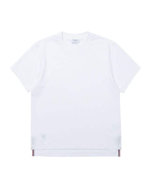 Thom Browne White Logo Patch Crewneck T-Shirt