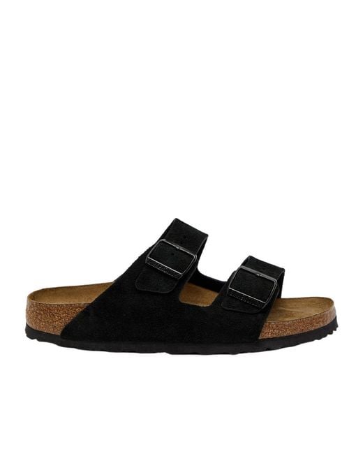 Birkenstock Black Arizona Suede Sliders