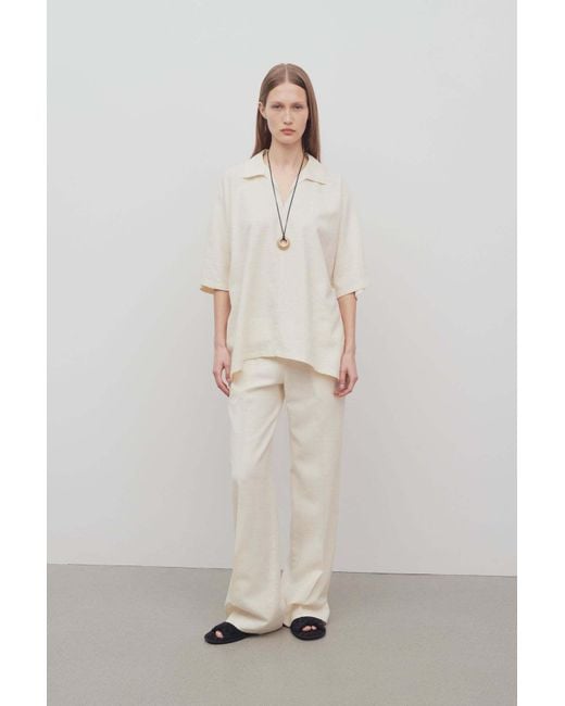 The Row White Foulard Trousers