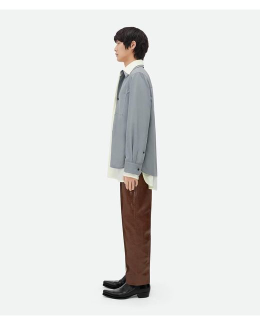 Bottega Veneta Gray Double Layer Long-Sleeved Shirt for men