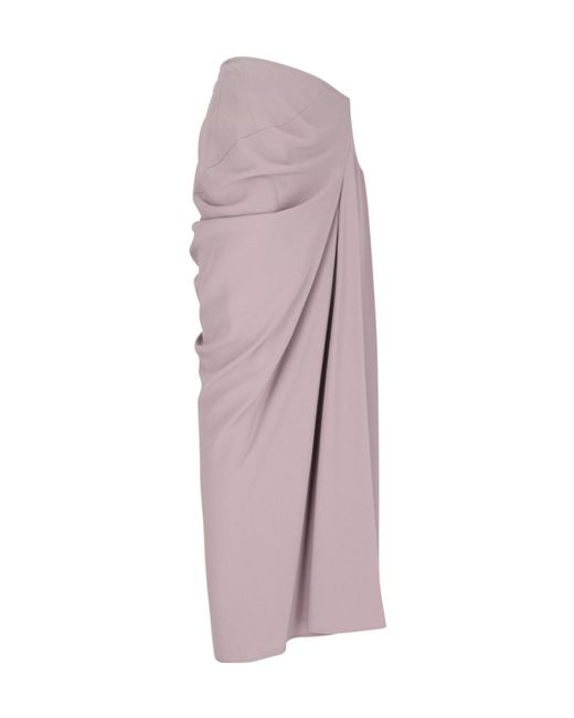 Dries Van Noten Purple Ruched High-Low Waist Skirt