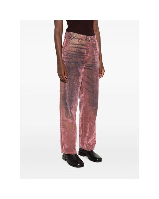 Haikure Red Washed-Effect Hammer-Loop Jeans