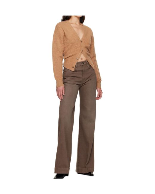 R13 Brown Split Hem Cardigan