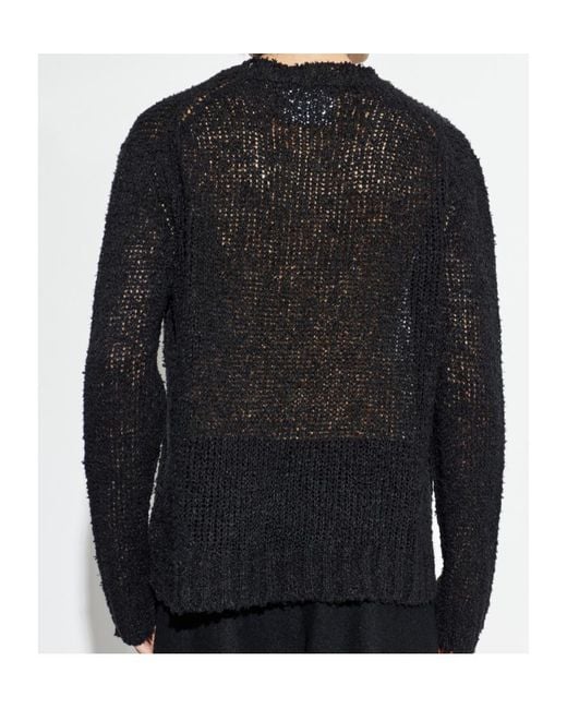 Jil Sander Black Open-Knit Crewneck Jumper for men