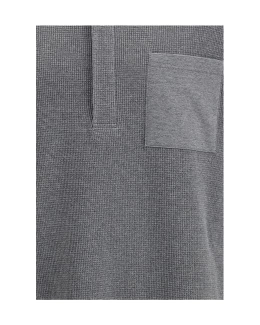 Thom Browne Gray Logo Patch Polo Shirt for men