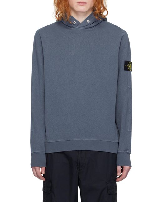 Stone Island Blue Compass-Badge Cotton Hoodie for men