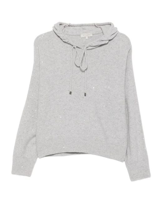 Antonelli Gray Drawstring Hooded Sweater