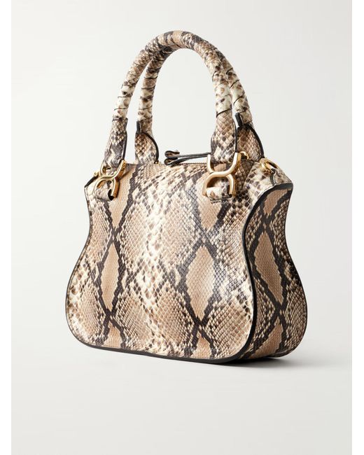 Chloé Natural Marcie Snake-Effect Leather Tote Bag