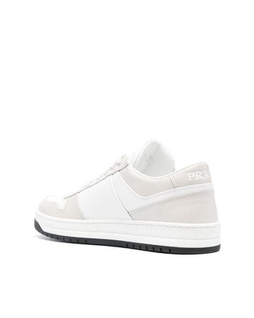 Prada White Downtown Lace-Up Sneakers