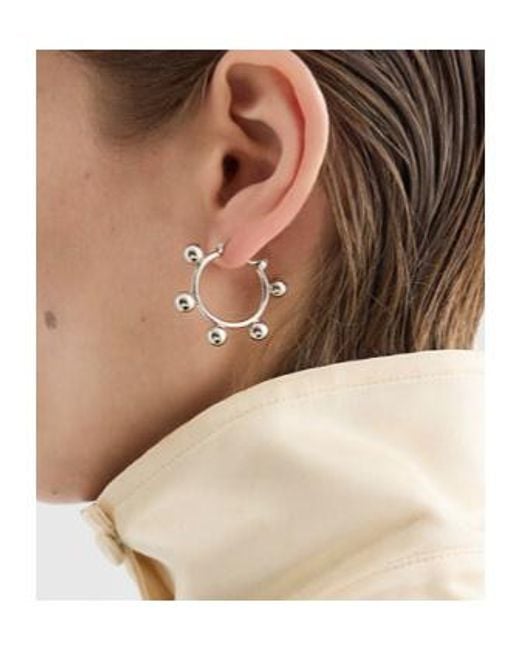 Jil Sander White Logo Engraved Hoop Earrings