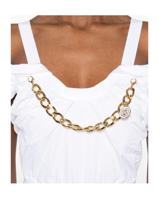 Elisabetta Franchi White Chain-Embellishment Mini Dress