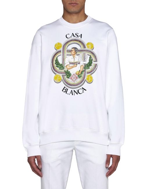 Casablanca White Le Joueur Crewneck Sweatshirt for men