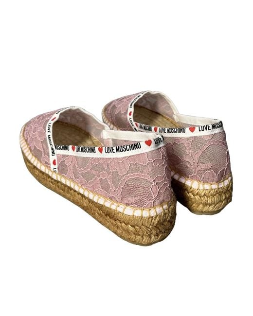 Moschino Pink Floral Lace Espadrilles