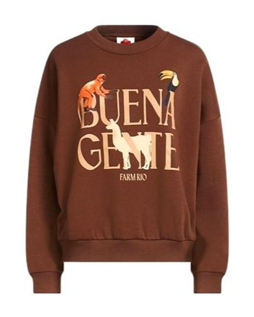 Farm Rio Brown Printed Fleece Sweatshirt