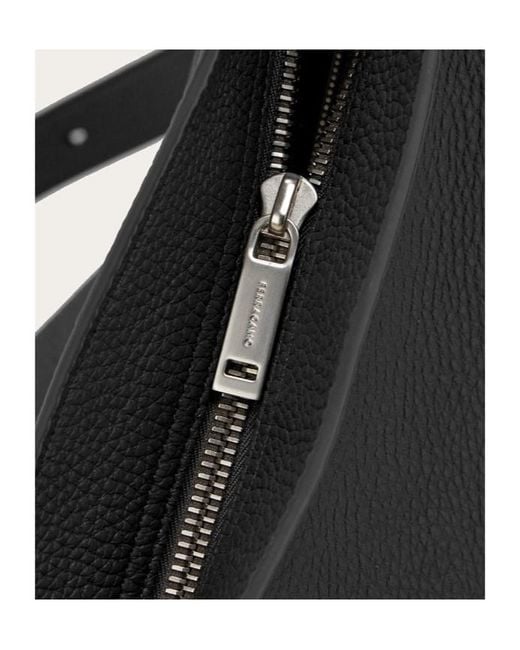 Ferragamo Black Medium Hug Buckle Sling Bag for men
